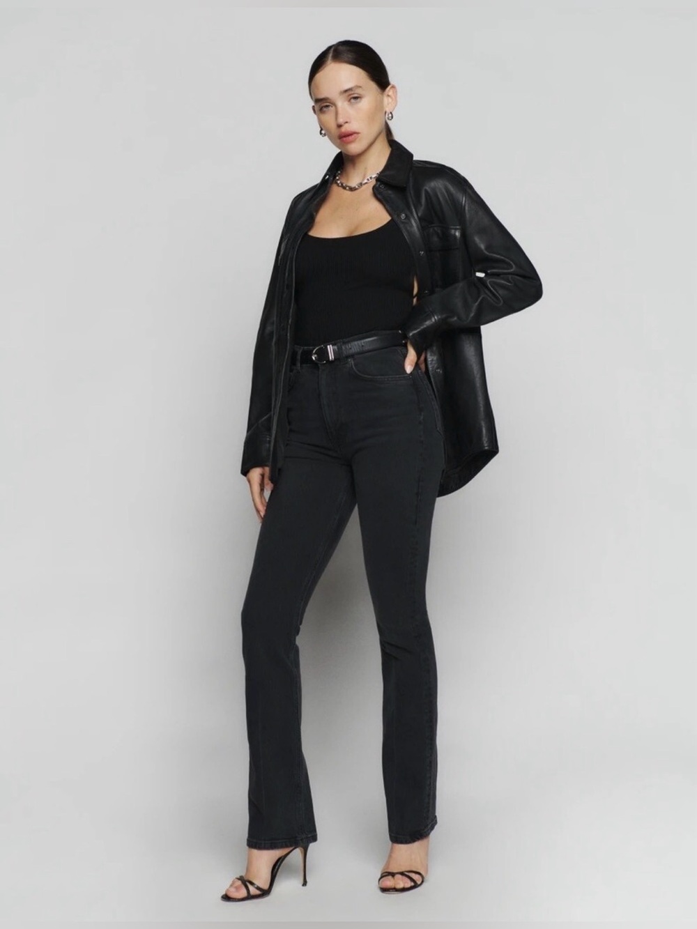 Reformation High Rise Jeans Black Straight-Leg Jeans Size 27 - Picture 3 of 10